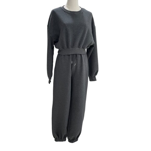 NWOT Unbranded Charcoal Lounge Set Cozy Minimalist Streetwear Athleisure Small - Picture 7 of 11